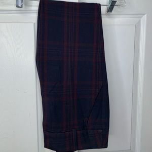 Never worn maroon & navy plaid crop dress pants